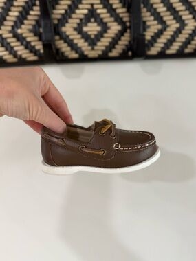 Janie and Jack Leather Boat Shoe - Brown/ White - Baby/ Toddler Size 6